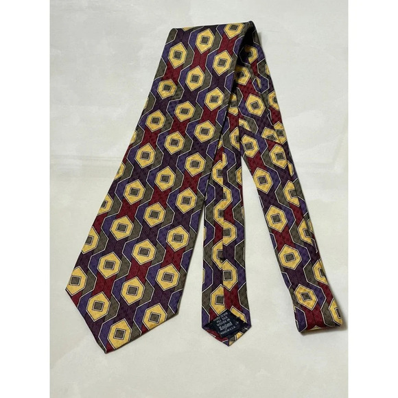 EMILIO PUCCI Mens Hand Sewn All Silk Woven in England Neck Tie Geometric Pattern - Picture 1 of 6